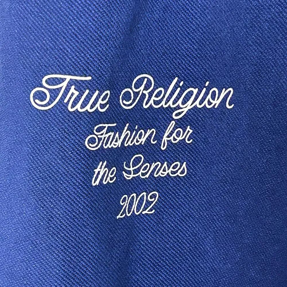 True Religion Graphic Sweatpants Blue Logo Embroidered Joggers 2002 40x 28